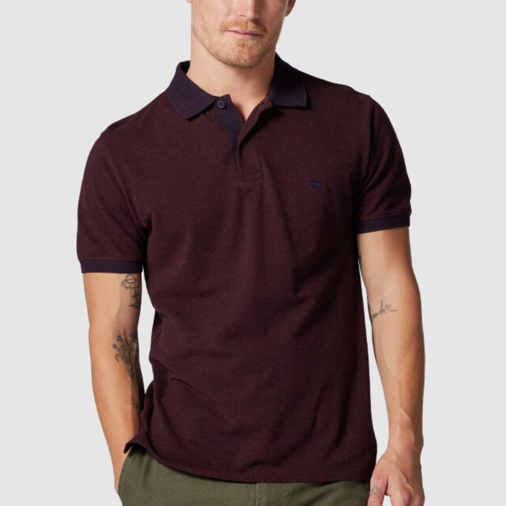 Rodd & Gunn Men's Polo in Dark Burgundy with Navy Trim